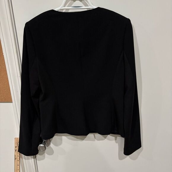 Calvin Klein Black Zip Up Mixed Media Blazer Size 6 - Picture 6 of 6